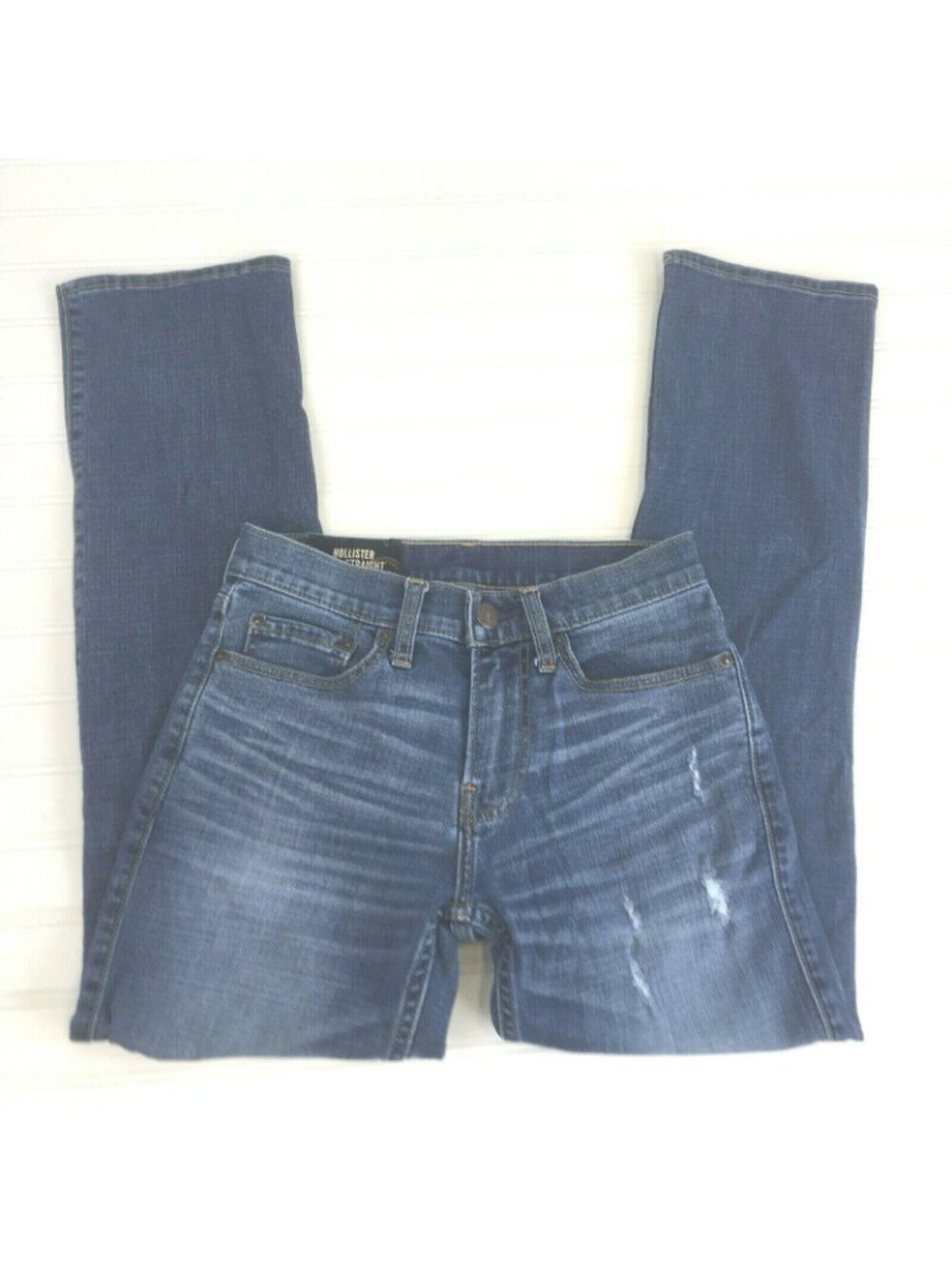 Hollister Slim Straight Distressed Jeans Mens Tag Size 28x30 but Measure 26x29